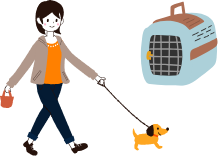 犬を散歩している絵